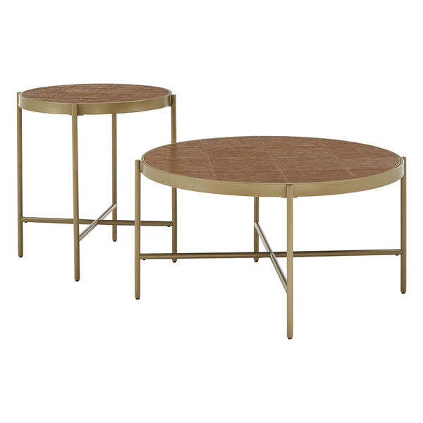 Dawson Gold and Faux Leather Table Set, image 1